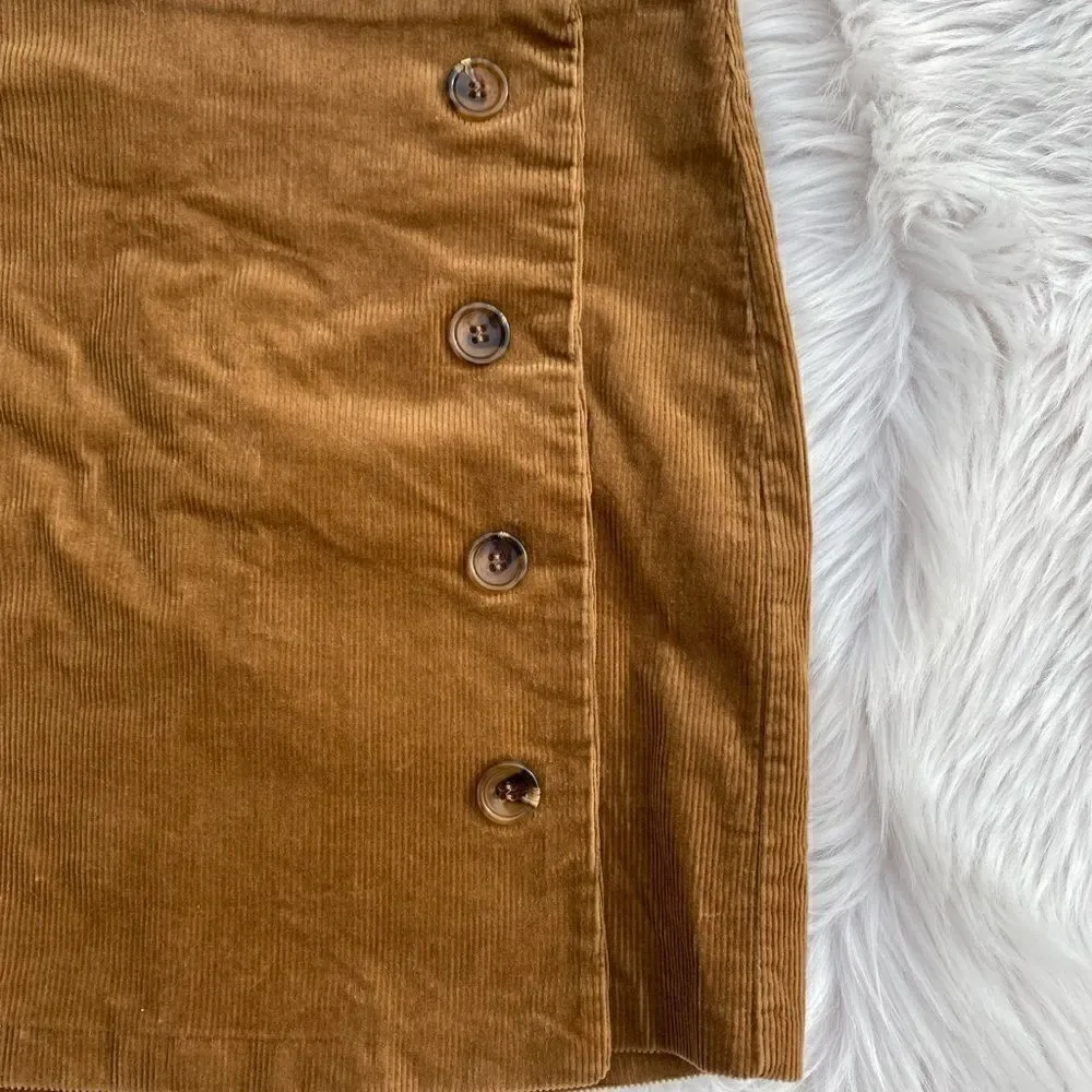 Rewash Corduroy Button Skirt Mustard Brown Youth XL